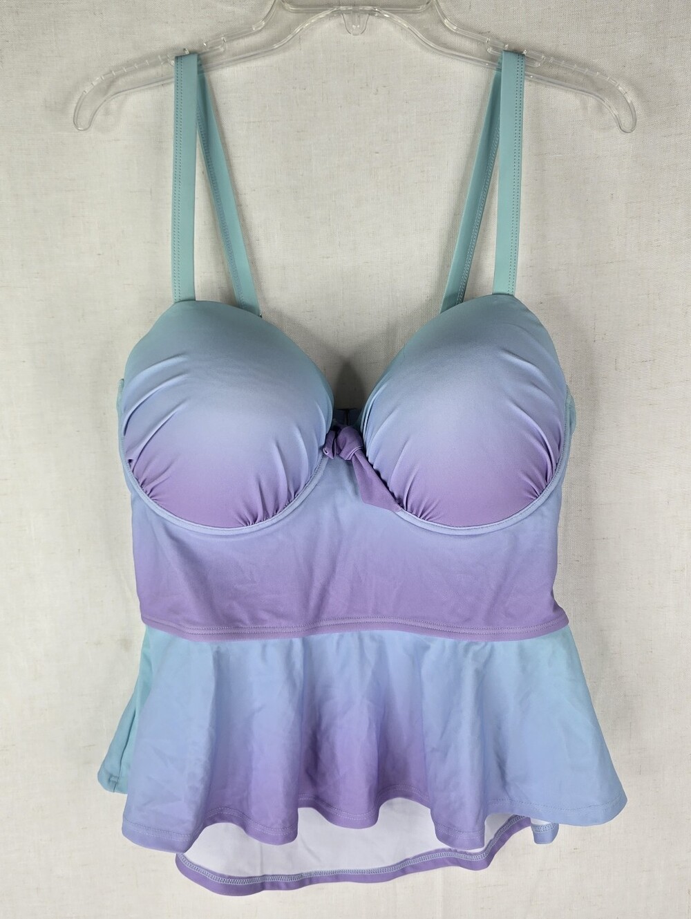 Unique Vintage Womens 1X Runs Small Underwire Pin Up Tankini Blue Purple Ombre